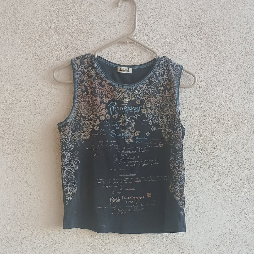 Make Offer!  Gray Embellished Fitted Sleeveless Tank Top